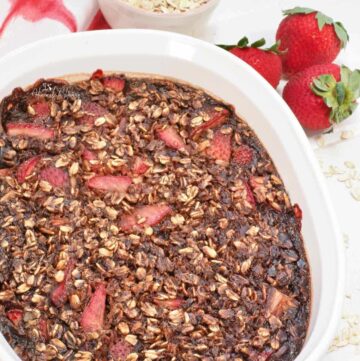 Baked Chocolate Strawberry Oatmeal for breakfast.