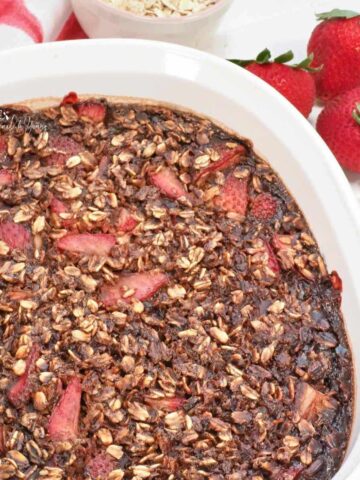 Baked Chocolate Strawberry Oatmeal for breakfast.