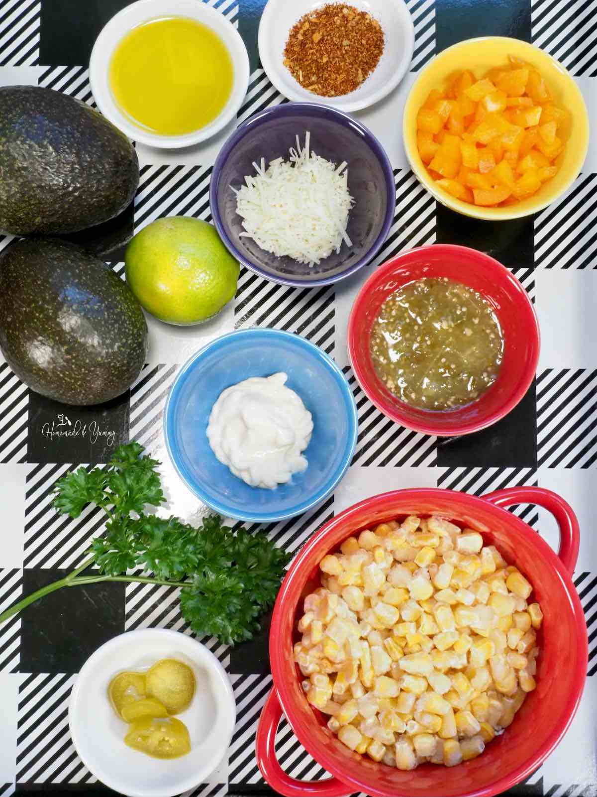 Ingredients for making grilled avocado recipe.