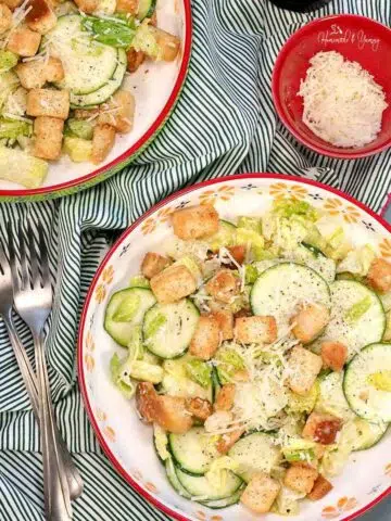Zucchini Caesar Salad in a bowl.