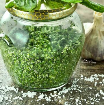 Fresh Herb Salt in a jar ready to use.