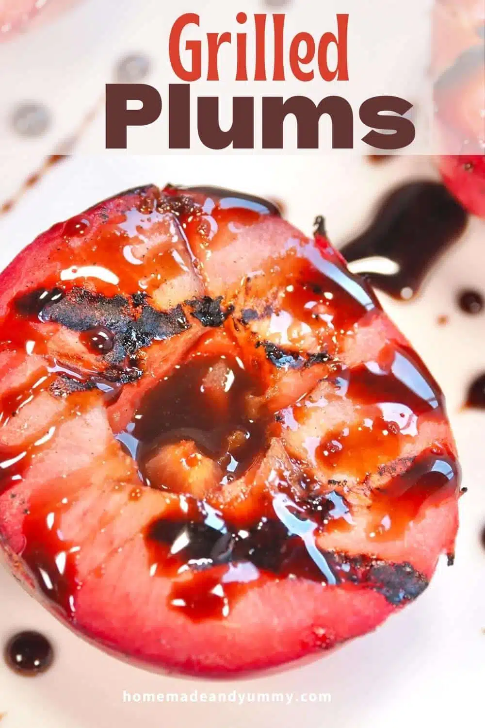 Pin image for grilled plum recipe.