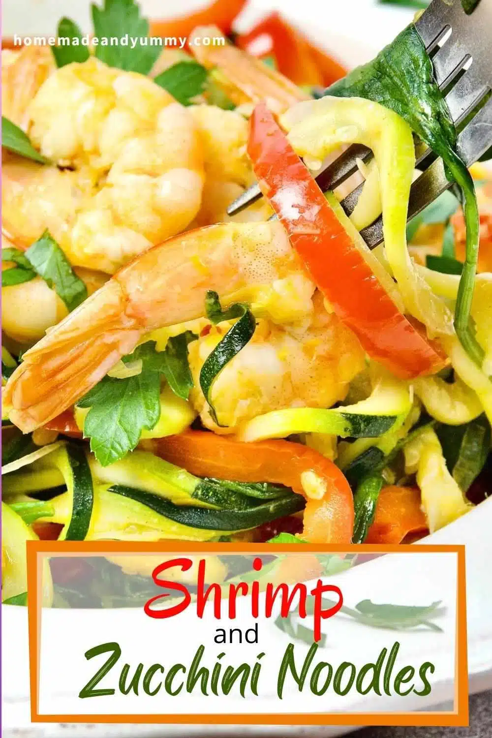 Shrimp and Zucchini Noodles pin image.