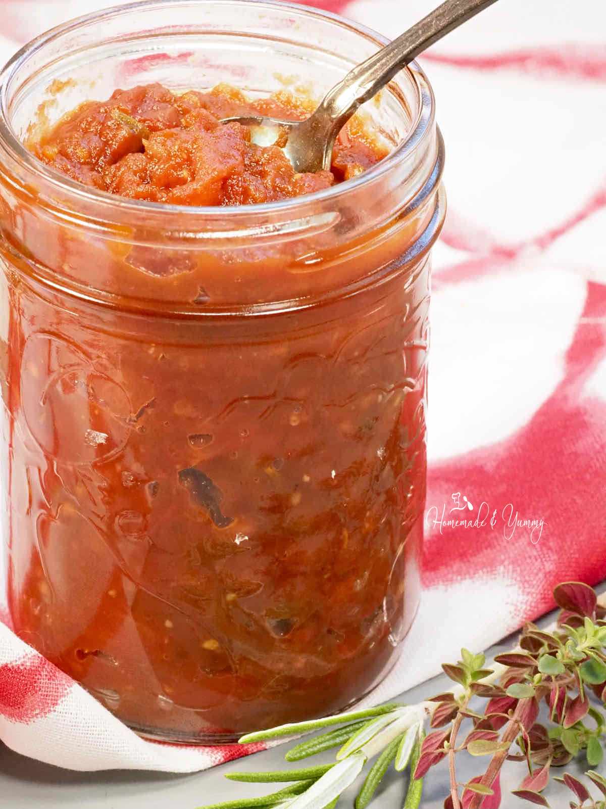 Savory Tomato Jam is rich, thick and easy to make.