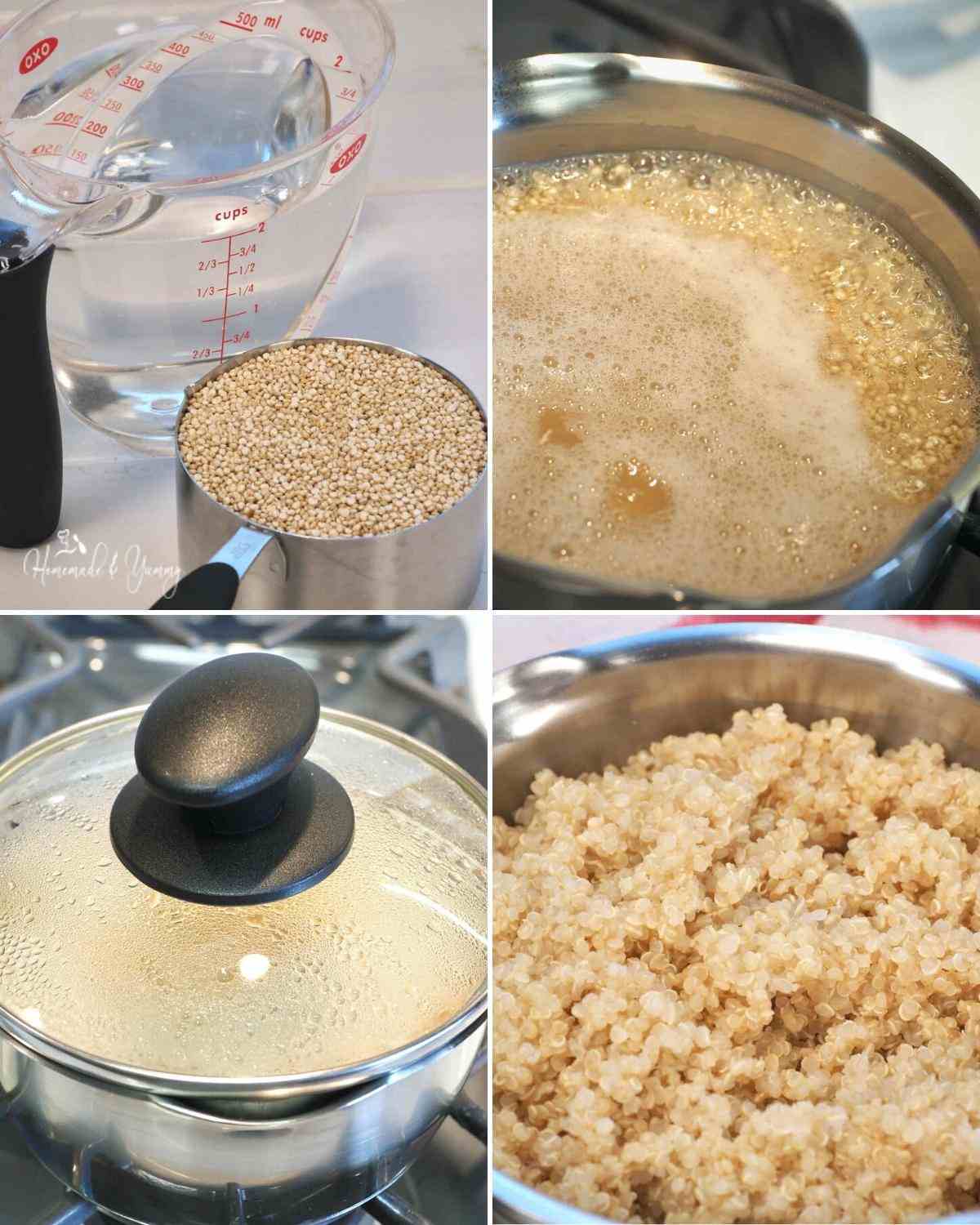 Steps in how to cook quinoa.