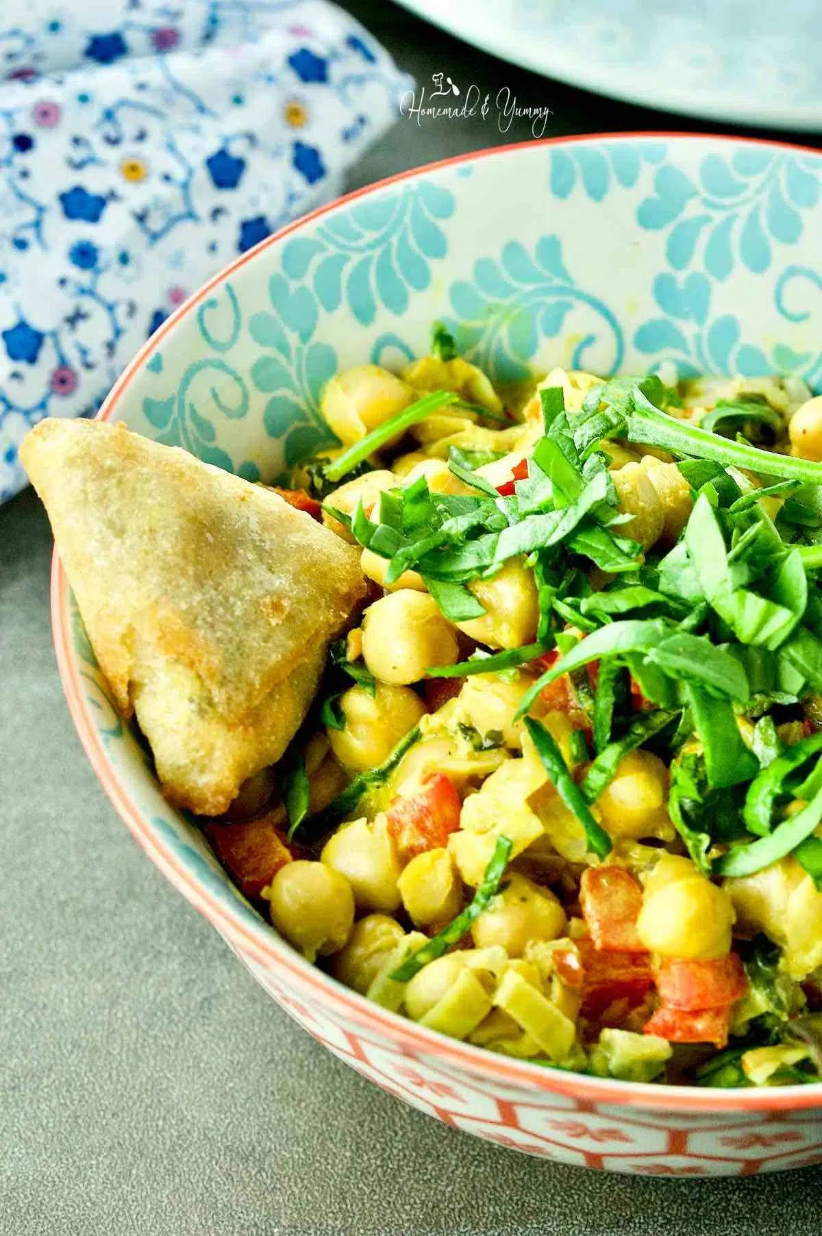 Chickpea and spinach curry with coconut milk.