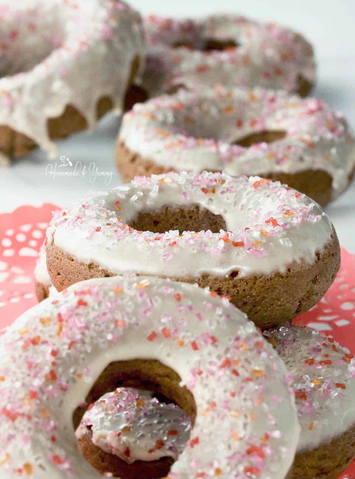Baked Mexican Chocolate Chile Mocha donuts.