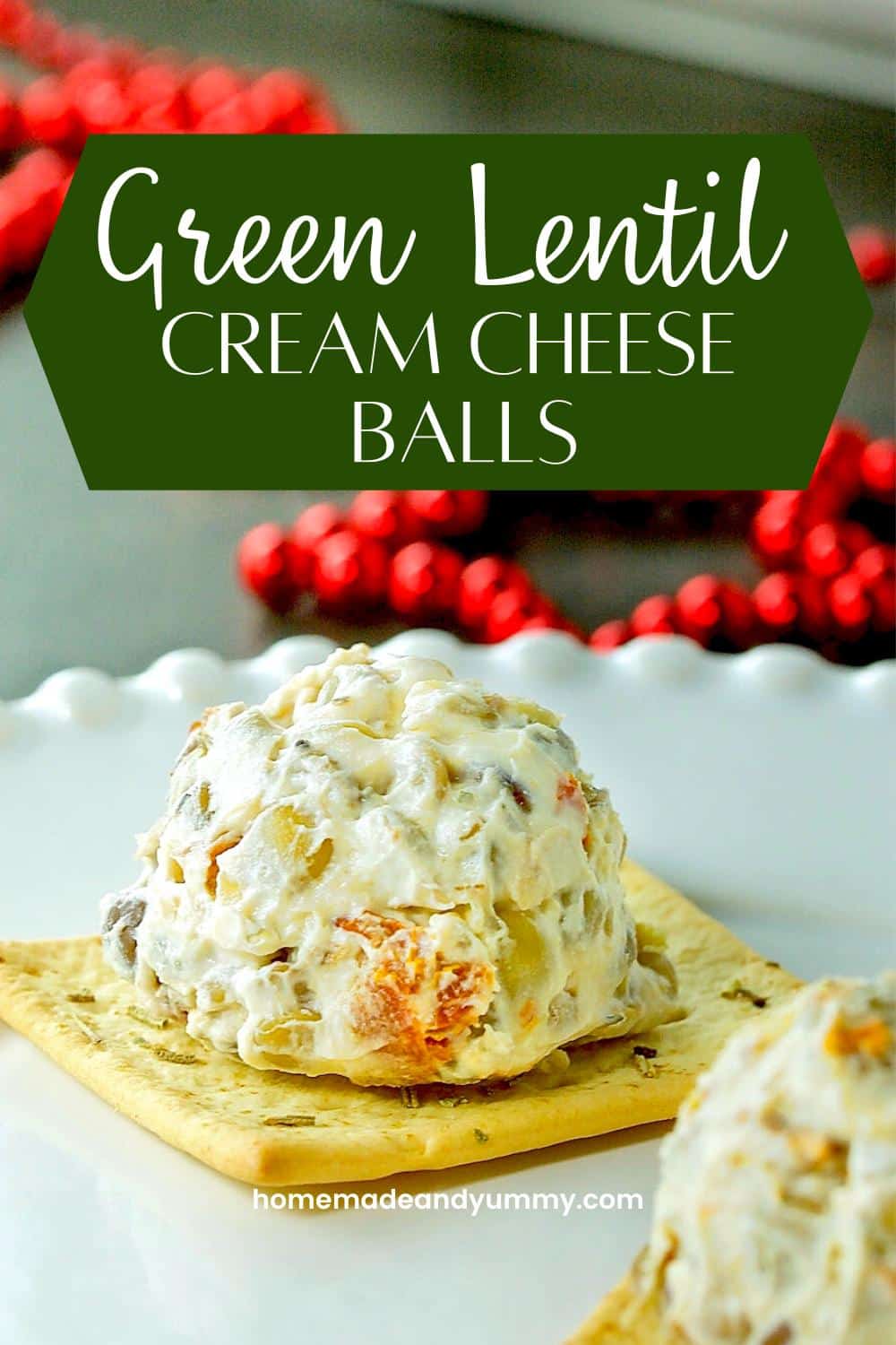 Mini cheese balls made with green lentils.