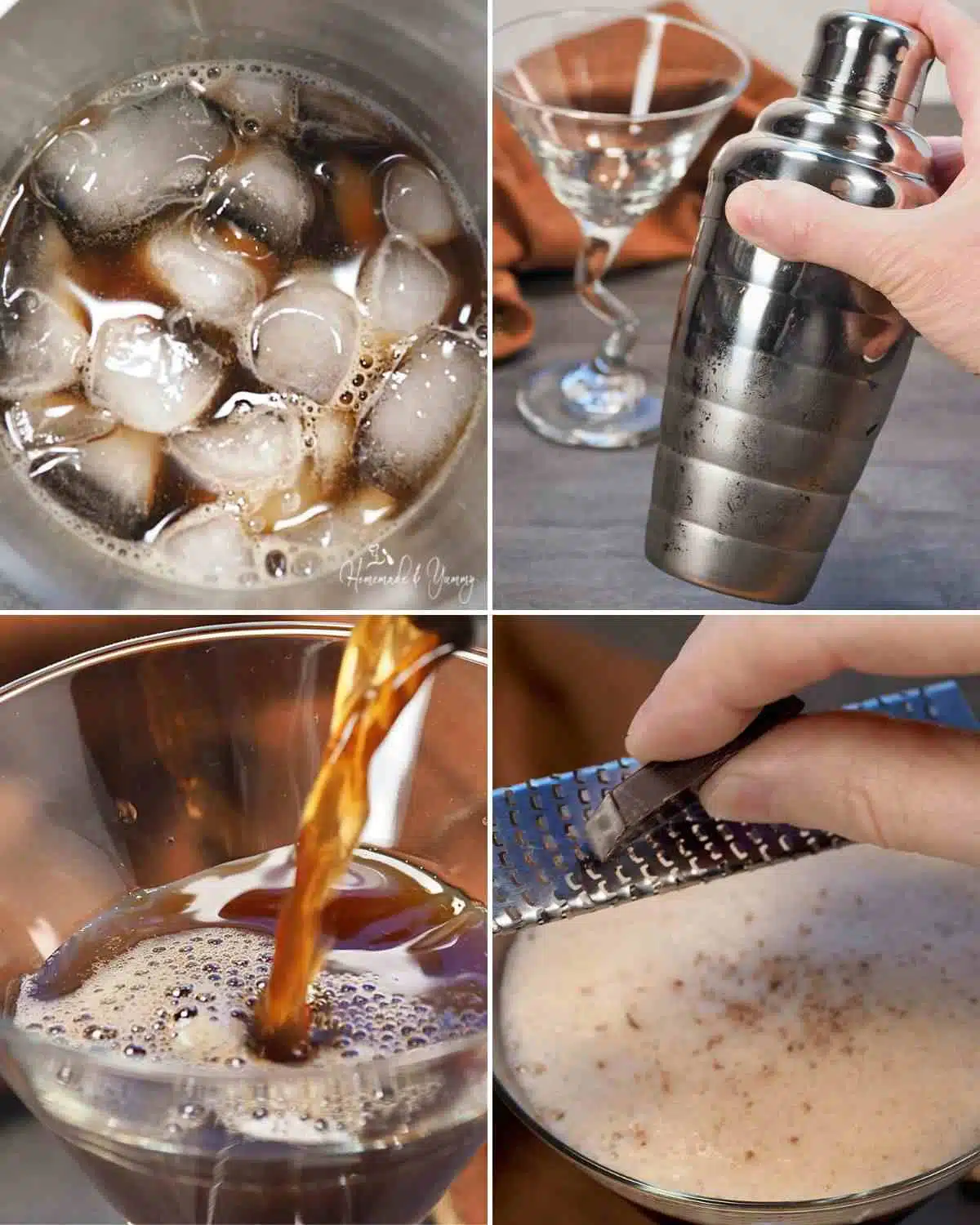 Steps in making a martini.