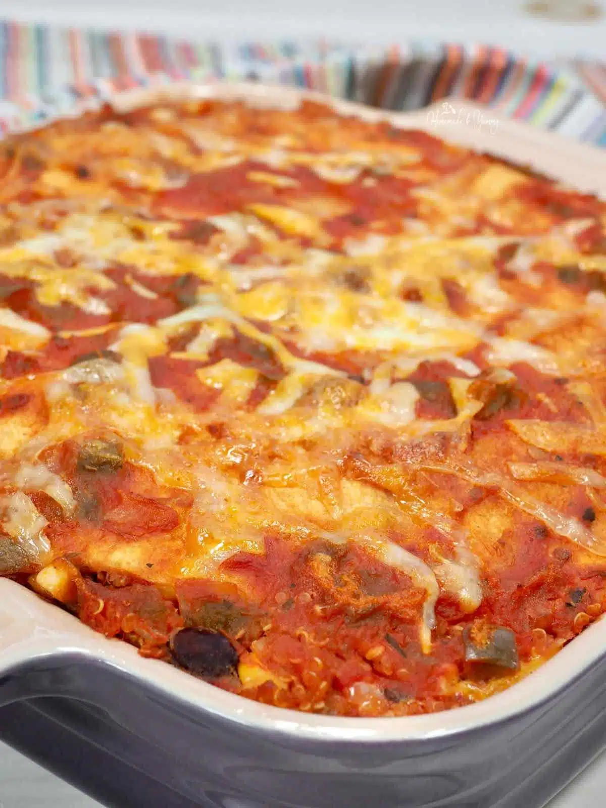 Mexican quinoa casserole right out of the oven.