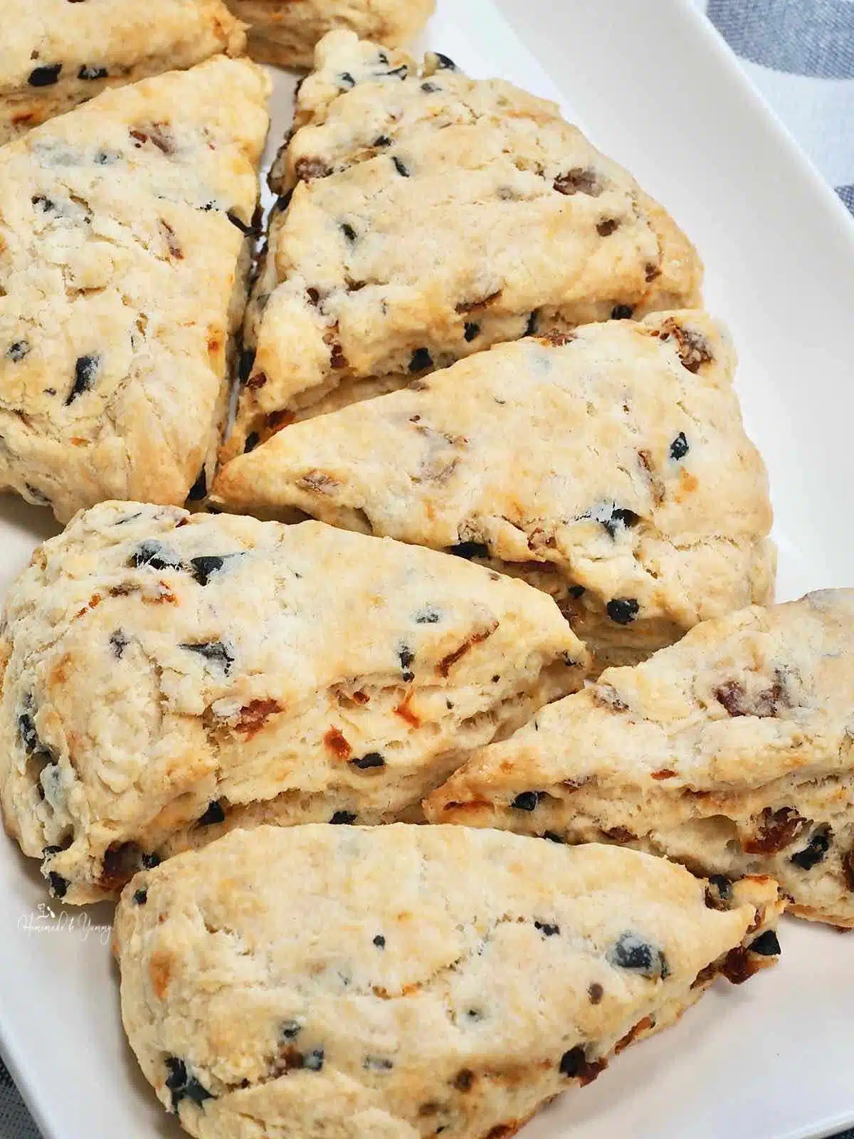 Savory Scones with olives and sun-dried tomatoes.