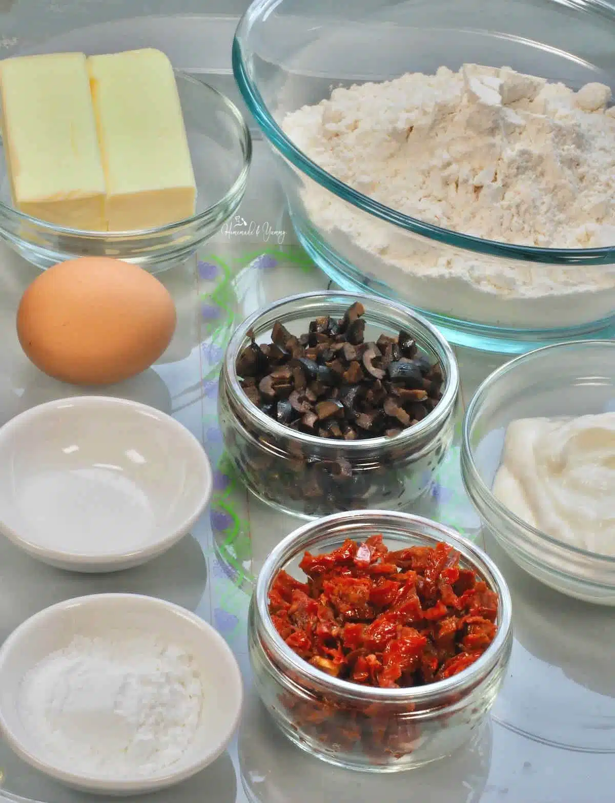 Ingredients needed for making this savoury scone recipe.