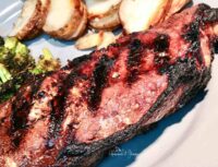 Steak dinner that has been marinated.