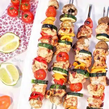 Chili Lime Chicken Skewers off the grill.