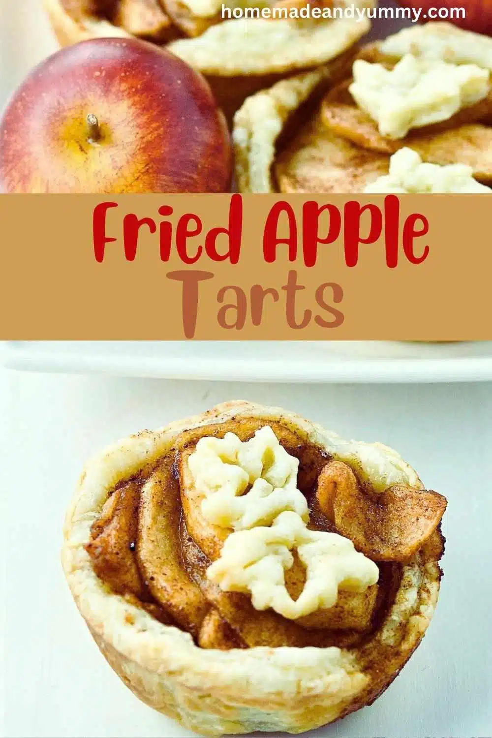 Puff Pastry Fried Apple Tarts pin image.