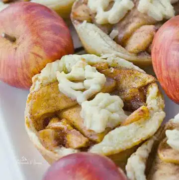 Fried apple tarts made with puff pastry crust.