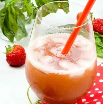 Strawberry Basil Cocktail ready to sip.