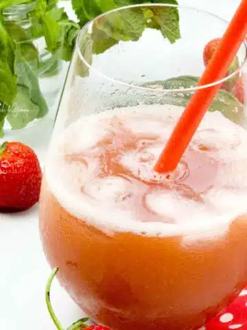 Strawberry Basil Cocktail ready to sip.