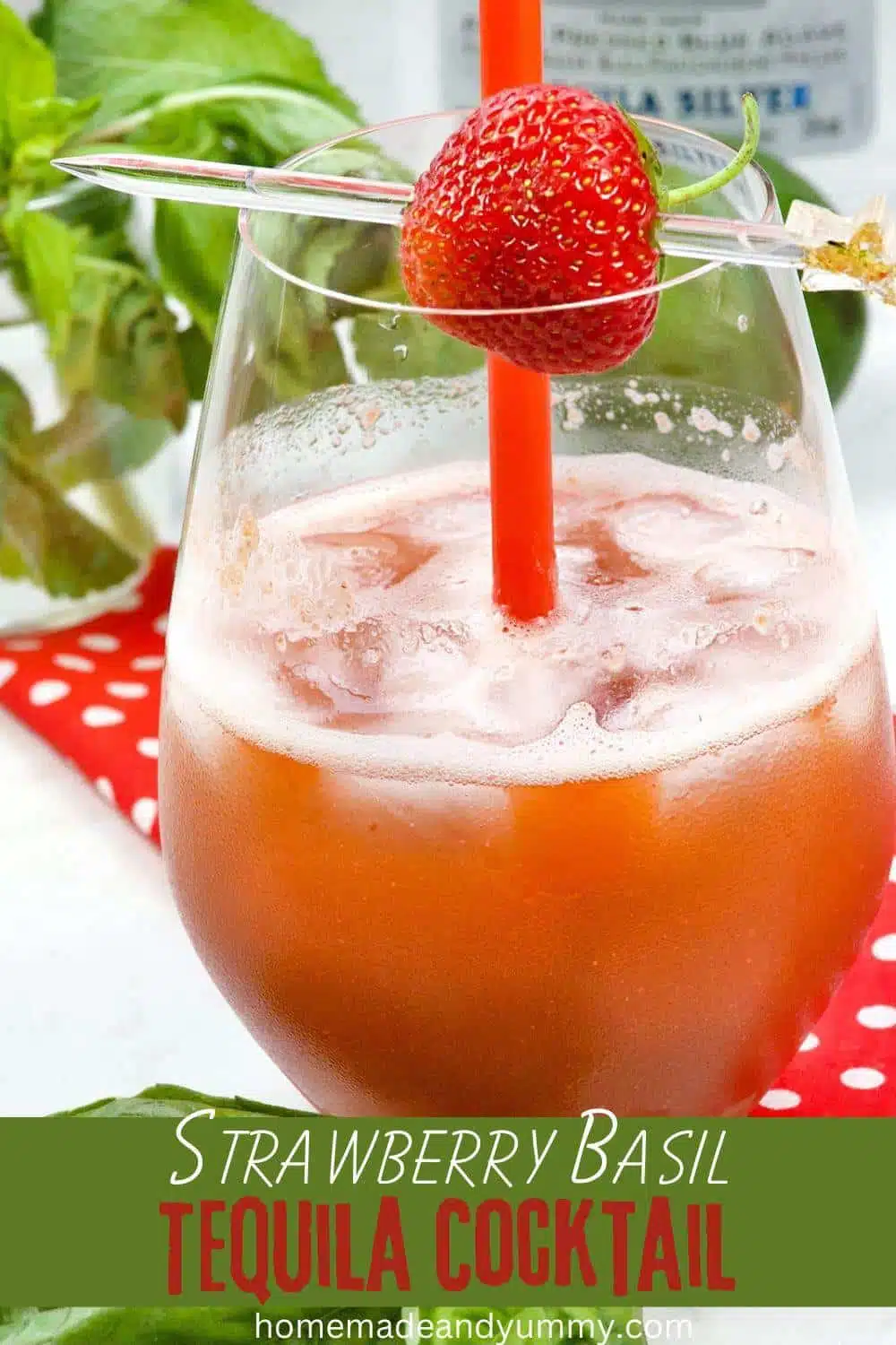 Tequila Strawberry Basil Cocktail Pin