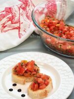 Classic bruschetta made with fresh tomatoes.