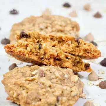 Chewy cookies made with oatmeal and chocolate chips.