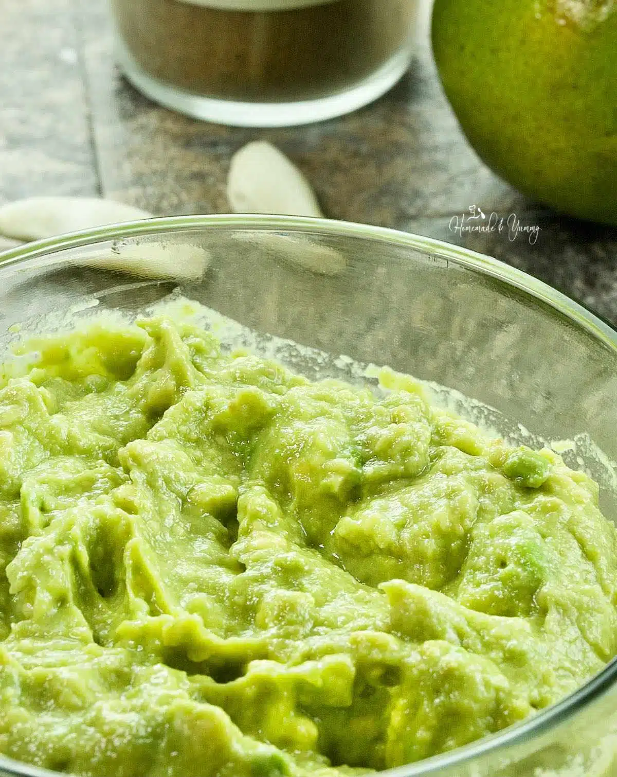 A bowl of fresh made guacamole ready to use.