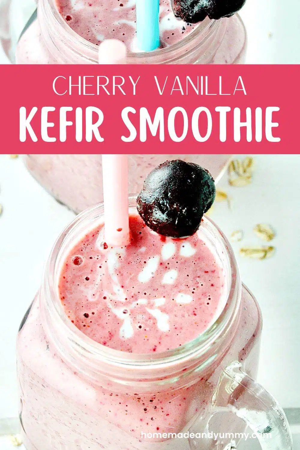 Vanilla kefir smoothie made with cherries and figs.
