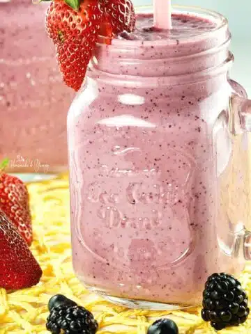 Triple berry smoothie is perfect for lunch or post-workout.