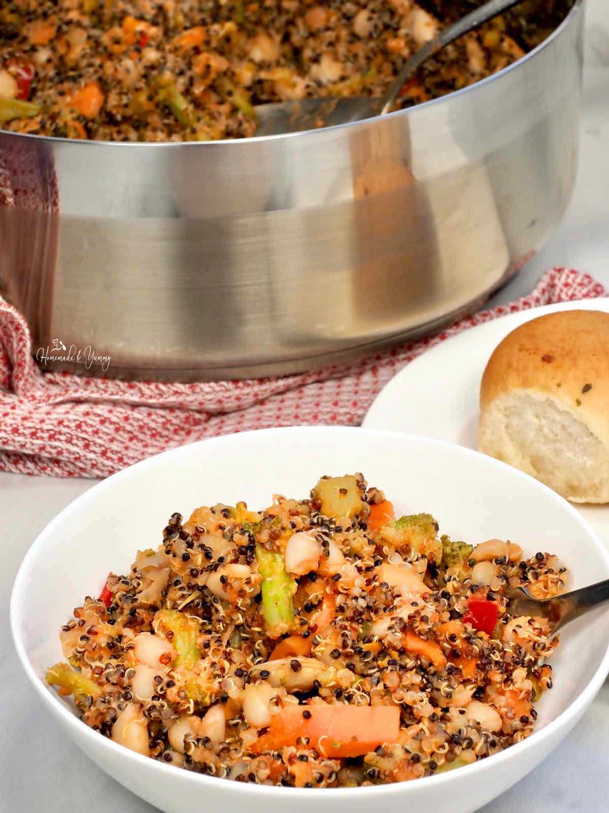 Quinoa vegetable casserole with beans.