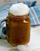 French press cold brewed coffee topped with cold foam.