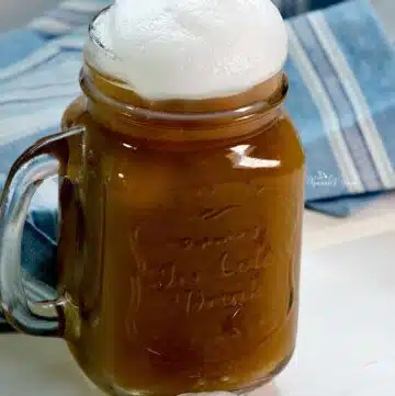 French press cold brewed coffee topped with cold foam.
