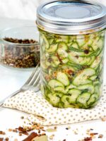 Refrigerator zucchini pickles ready to eat.