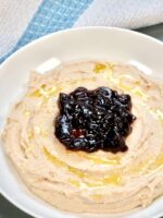 Onion White Bean Hummus ready to eat.