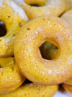 Fall inspired baked pumpkin spice donuts.