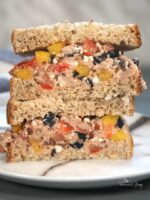 Simple Mediterranean tuna salad sandwich.