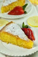 Lemon polenta cake topped with sugar.