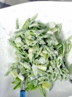 Sugar snap pea salad with cucumbers.