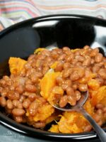 Recipe with canned beans and sweet potatoes.