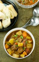 Lamb stew made with red wine is easy and impressive.