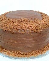 Rich chocolate toffee cake for celebrations.