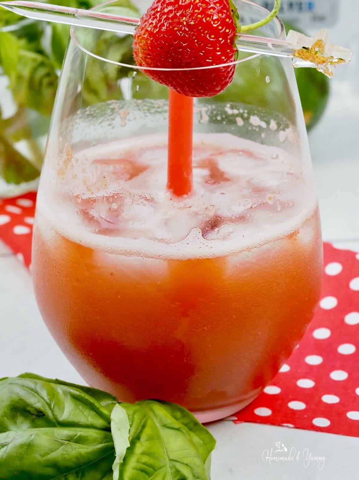 Strawberry basil tequila cocktail perfect for patio weather.
