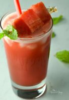 Simple watermelon juice combined with mint tea.