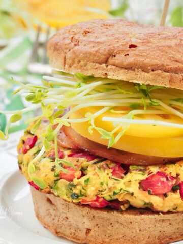 Zucchini burger right off the grill.