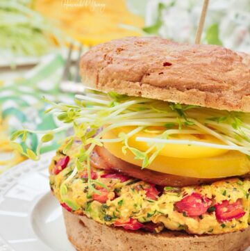 Grilled zucchini burger perfect for summer BBQ parties.