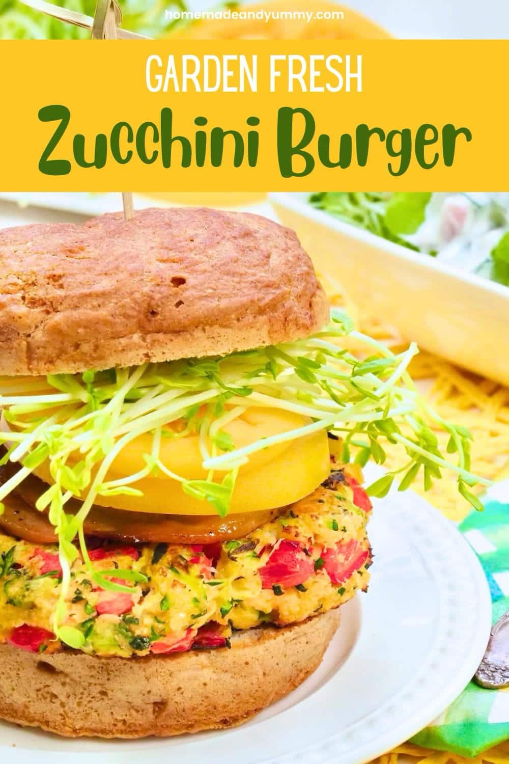 Garden fresh zucchini burger.