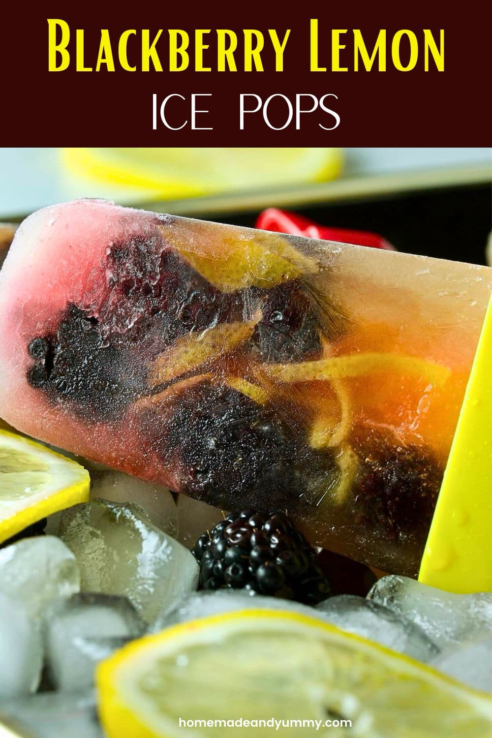 Lemon and blackberry popsicles.