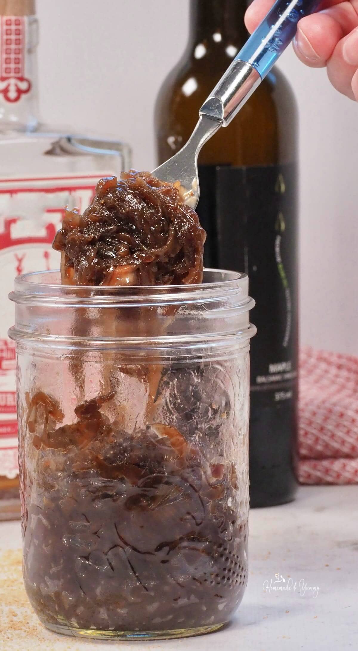 Onion jam made with red onions.