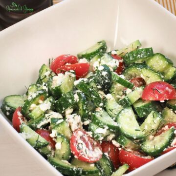Easy cucumber tomato salad recipe.