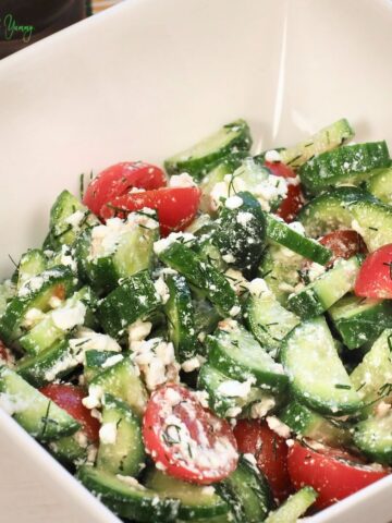 Easy cucumber tomato salad recipe.