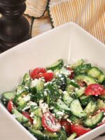 Cucumber tomato salad with feta.